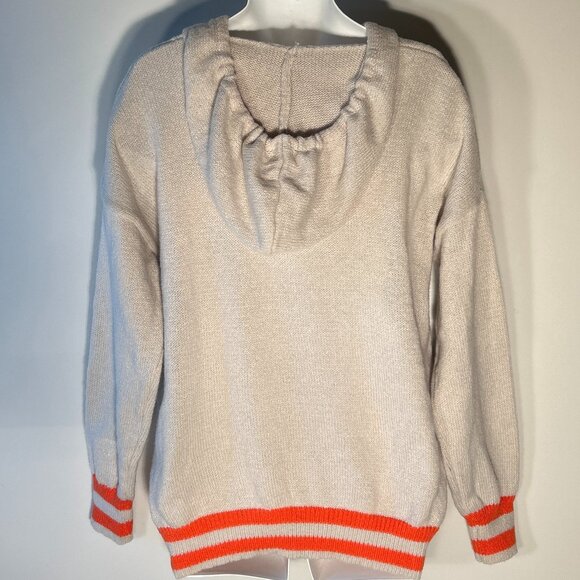 Orange Heart Pale Gray XXL Sweater Relaxed Hooded Novelty Street Style Comfy Y2K - Picture 6 of 8